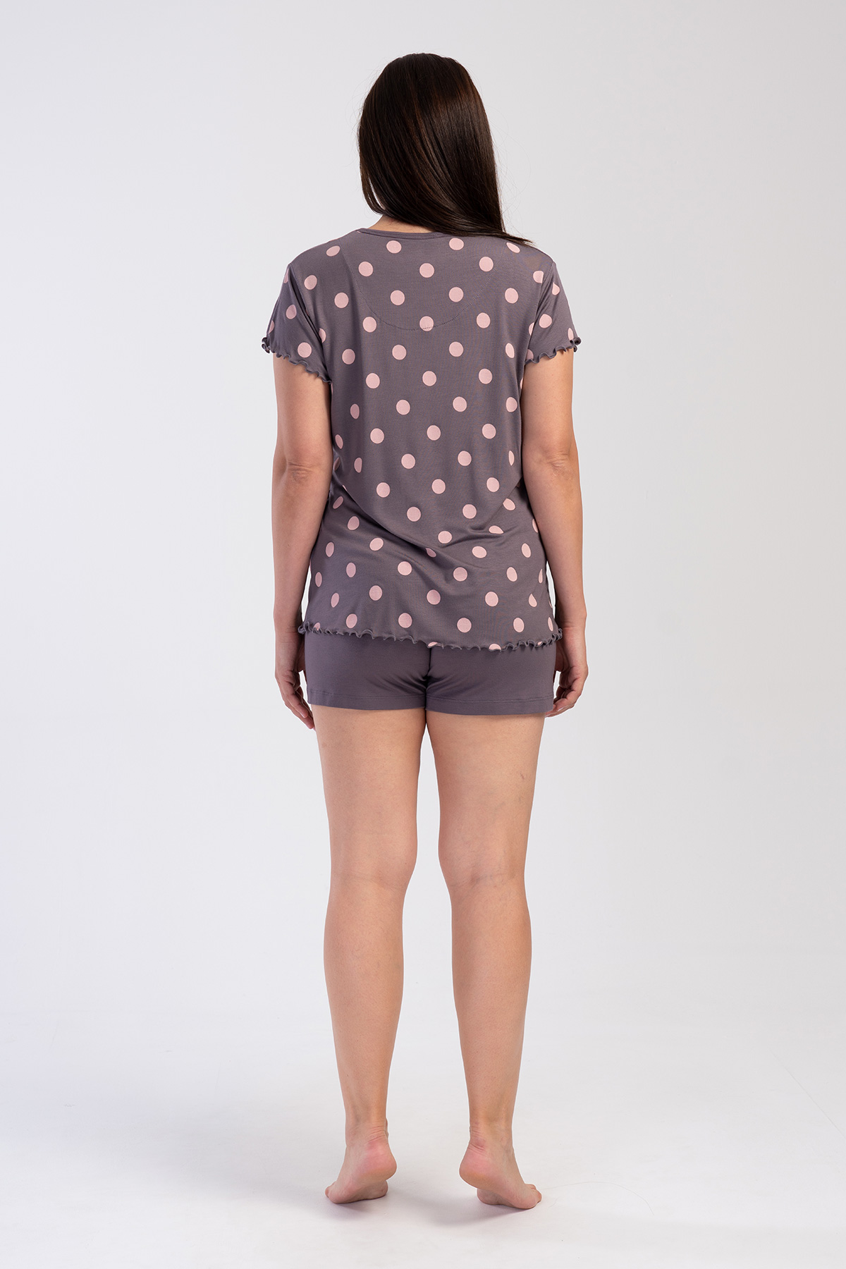 Woman Viscon Fume Big Size Short Sleeve O Neck Short Set Woman Viscon Fume Big Size Short Sleeve O Neck Short Set