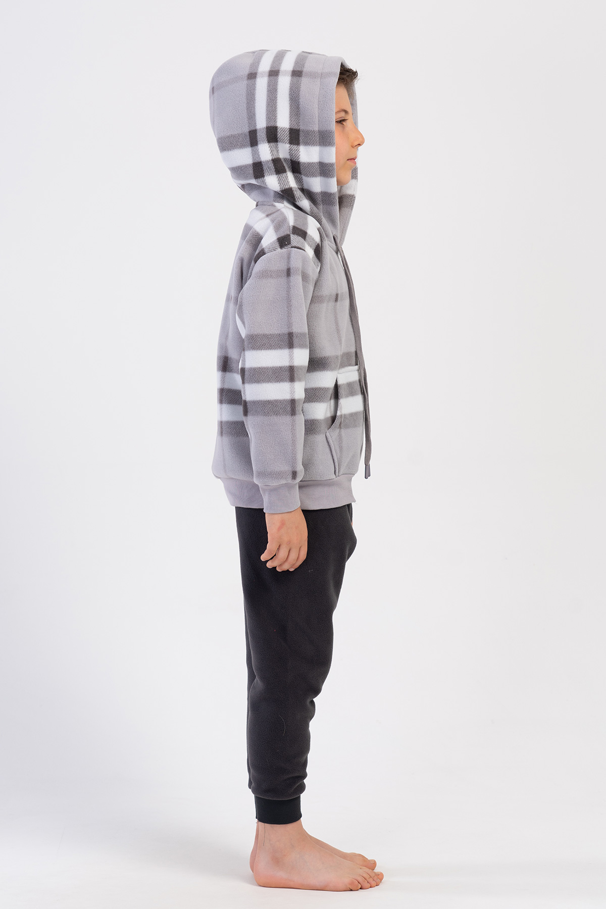 Kids' Boy Plaid Fleece Zipper Detail Pyjama Set Kids' Boy Plaid Fleece Zipper Detail Pyjama Set