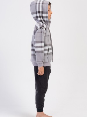 Kids' Boy Plaid Fleece Zipper Detail Pyjama Set Kids' Boy Plaid Fleece Zipper Detail Pyjama Set