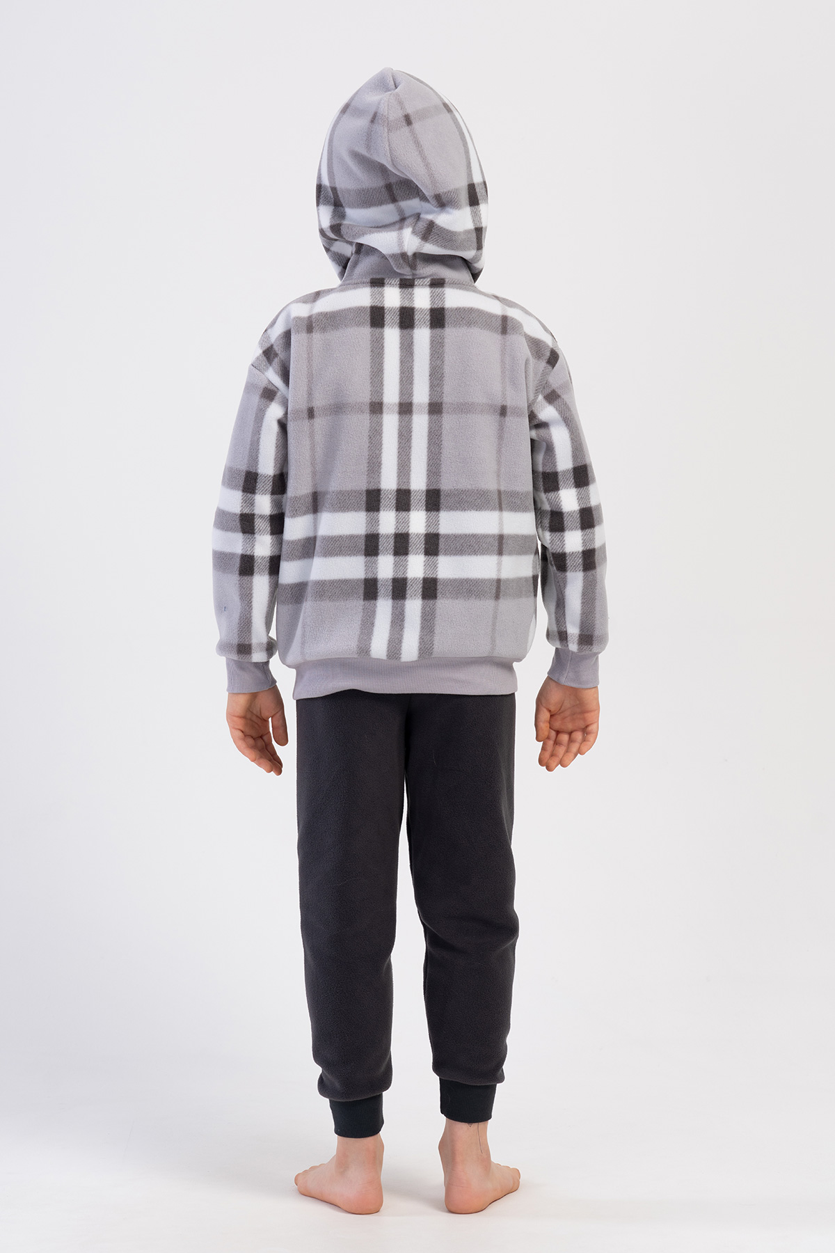 Kids' Boy Plaid Fleece Zipper Detail Pyjama Set Kids' Boy Plaid Fleece Zipper Detail Pyjama Set