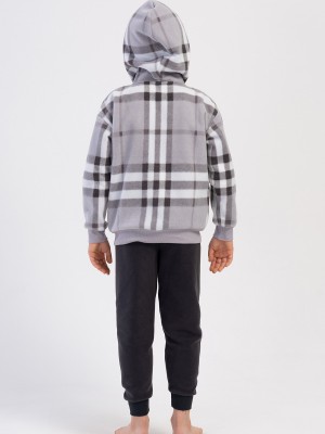 Kids' Boy Plaid Fleece Zipper Detail Pyjama Set Kids' Boy Plaid Fleece Zipper Detail Pyjama Set