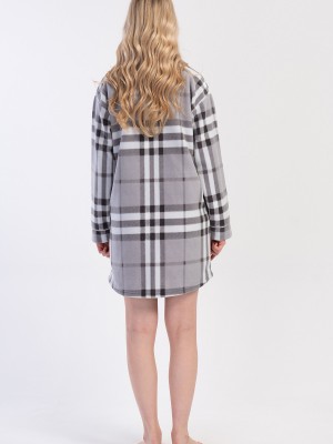 Woman Plaid Fleece Buttoned Tunic Woman Plaid Fleece Buttoned Tunic