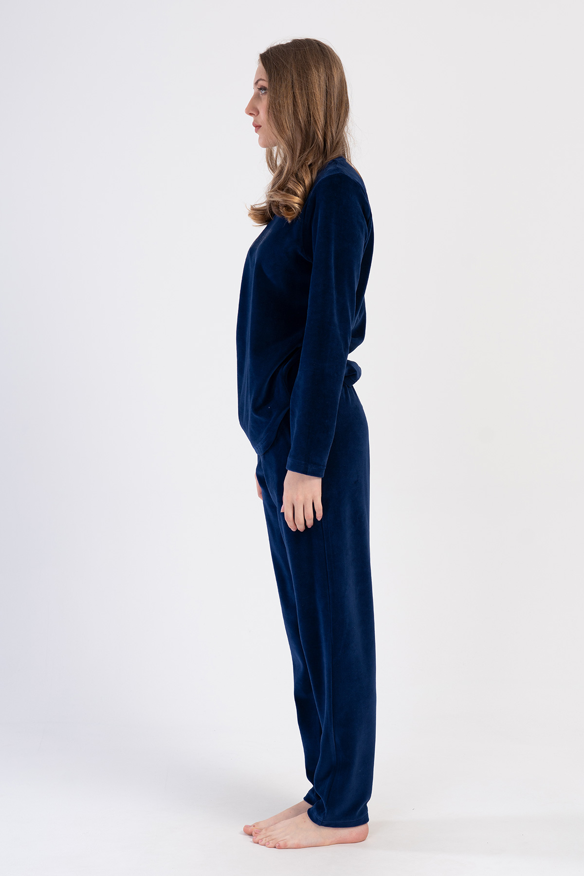 Woman Velvet Indigo Pocket Detail Pyjama Set Woman Velvet Indigo Pocket Detail Pyjama Set