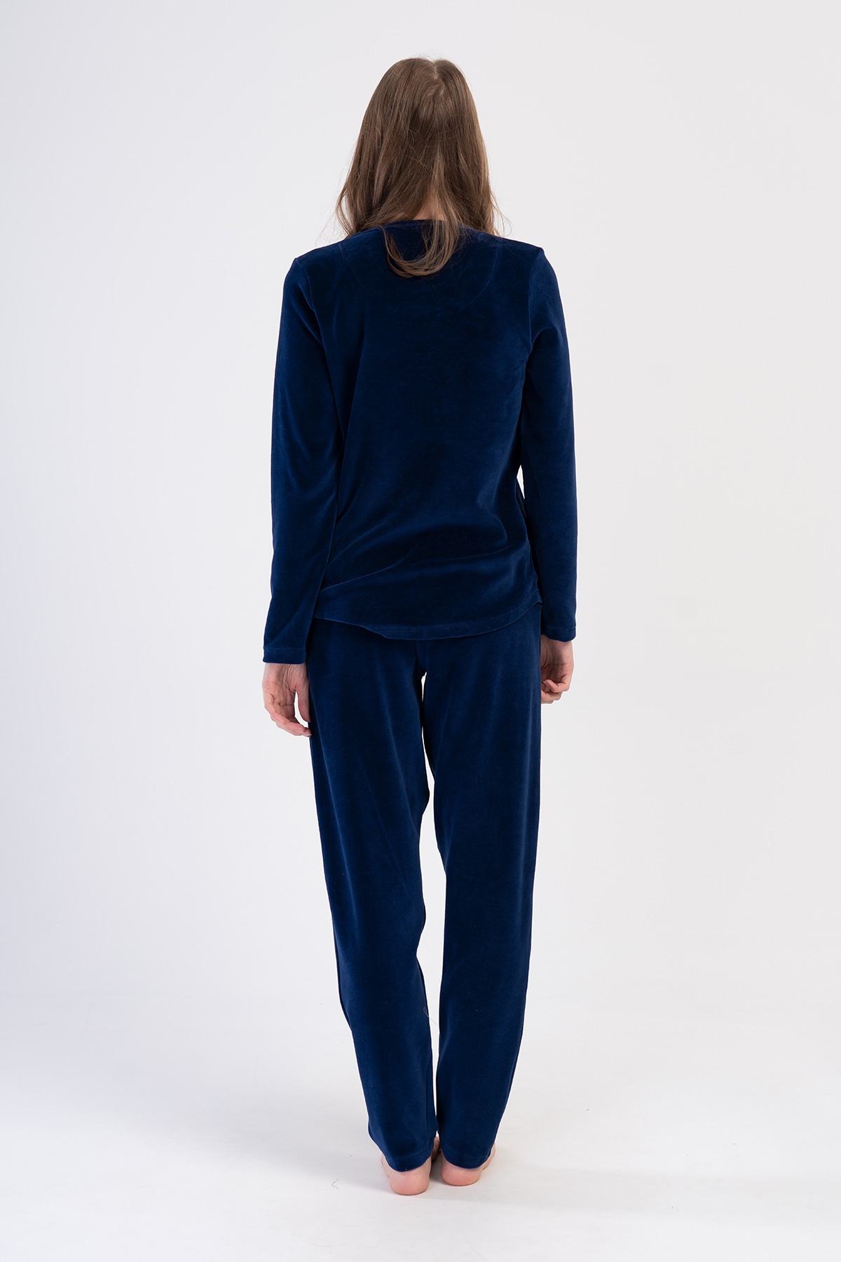 Woman Velvet Indigo Pocket Detail Pyjama Set Woman Velvet Indigo Pocket Detail Pyjama Set