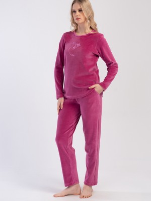 Woman Velvet Violet Pocket Detail Pyjama Set Woman Velvet Violet Pocket Detail Pyjama Set
