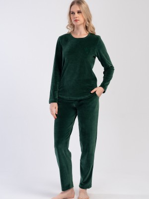 Woman Velvet Emerald Pocket Detail Pyjama Set Woman Velvet Emerald Pocket Detail Pyjama Set