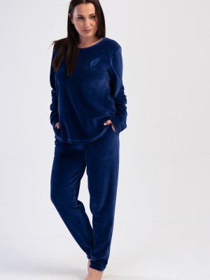 Woman Indigo Big Size Velvet Long Sleeve Pyjama Set Woman Indigo Big Size Velvet Long Sleeve Pyjama Set