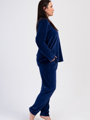 Woman Indigo Big Size Velvet Long Sleeve Pyjama Set Woman Indigo Big Size Velvet Long Sleeve Pyjama Set