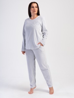 Woman Stone Velvet Big Size Pocket Detail Pyjama Set Woman Stone Velvet Big Size Pocket Detail Pyjama Set