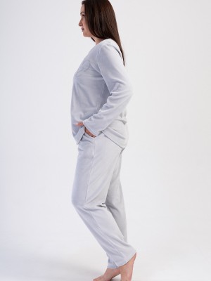 Woman Stone Velvet Big Size Pocket Detail Pyjama Set Woman Stone Velvet Big Size Pocket Detail Pyjama Set
