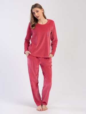 Woman Velvet Rose Pocket Detail Pyjama Set Woman Velvet Rose Pocket Detail Pyjama Set