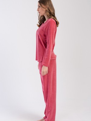 Woman Velvet Rose Pocket Detail Pyjama Set Woman Velvet Rose Pocket Detail Pyjama Set