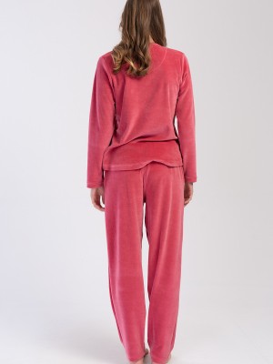 Woman Velvet Rose Pocket Detail Pyjama Set Woman Velvet Rose Pocket Detail Pyjama Set