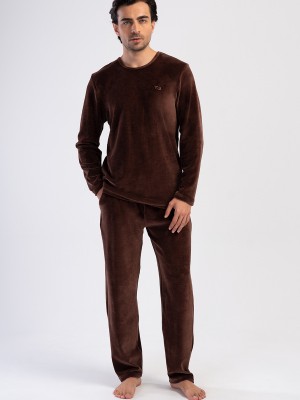 Man Brown Velvet Pyjama Set Man Brown Velvet Pyjama Set