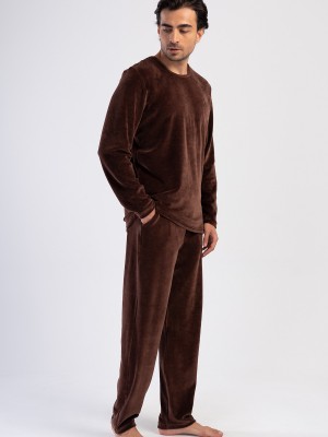 Man Brown Velvet Pyjama Set Man Brown Velvet Pyjama Set