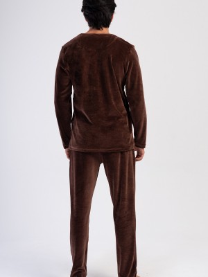 Man Brown Velvet Pyjama Set Man Brown Velvet Pyjama Set