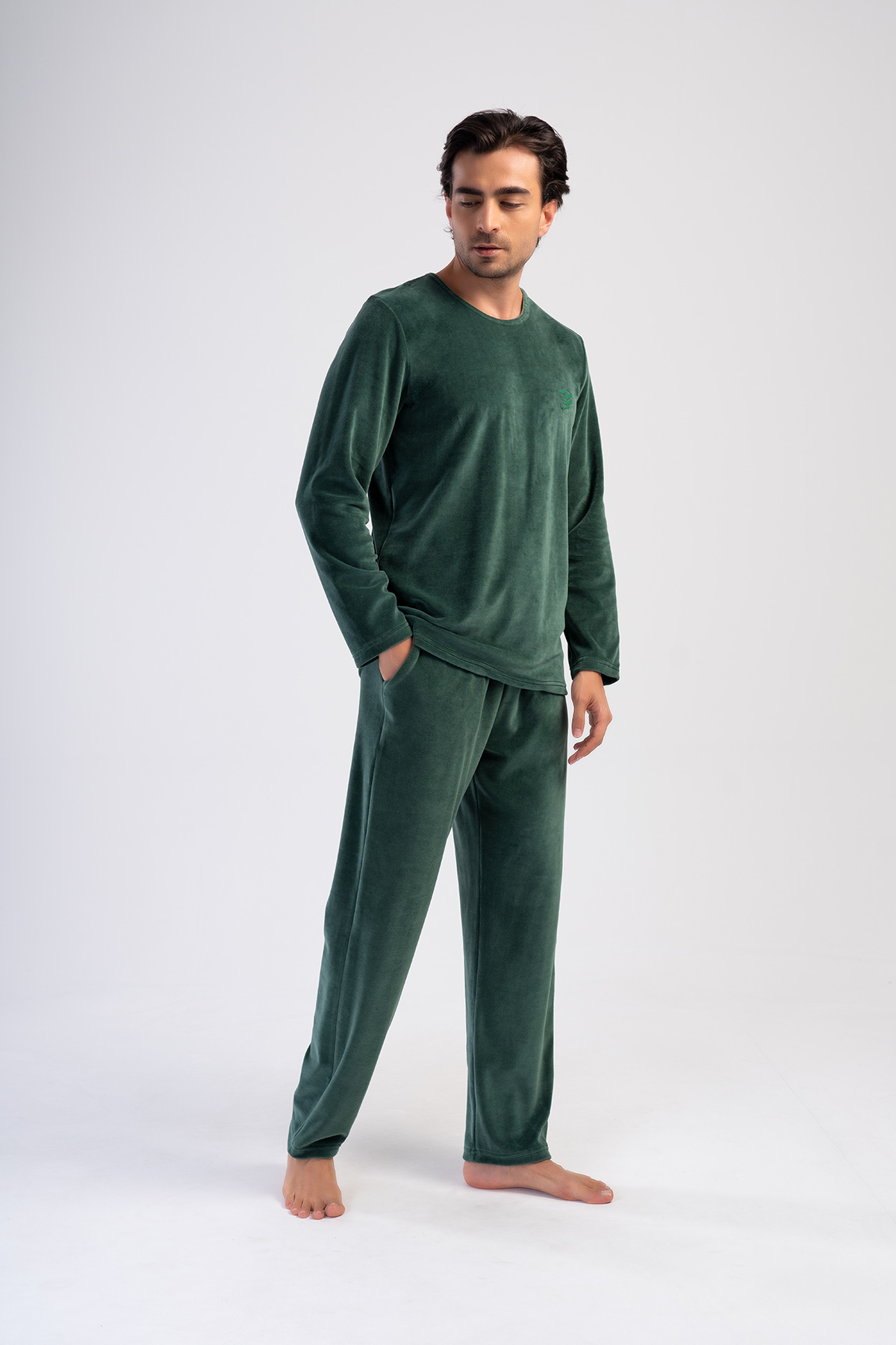 Man Velvet Silver Pıne Pyjama Set Man Velvet Silver Pıne Pyjama Set