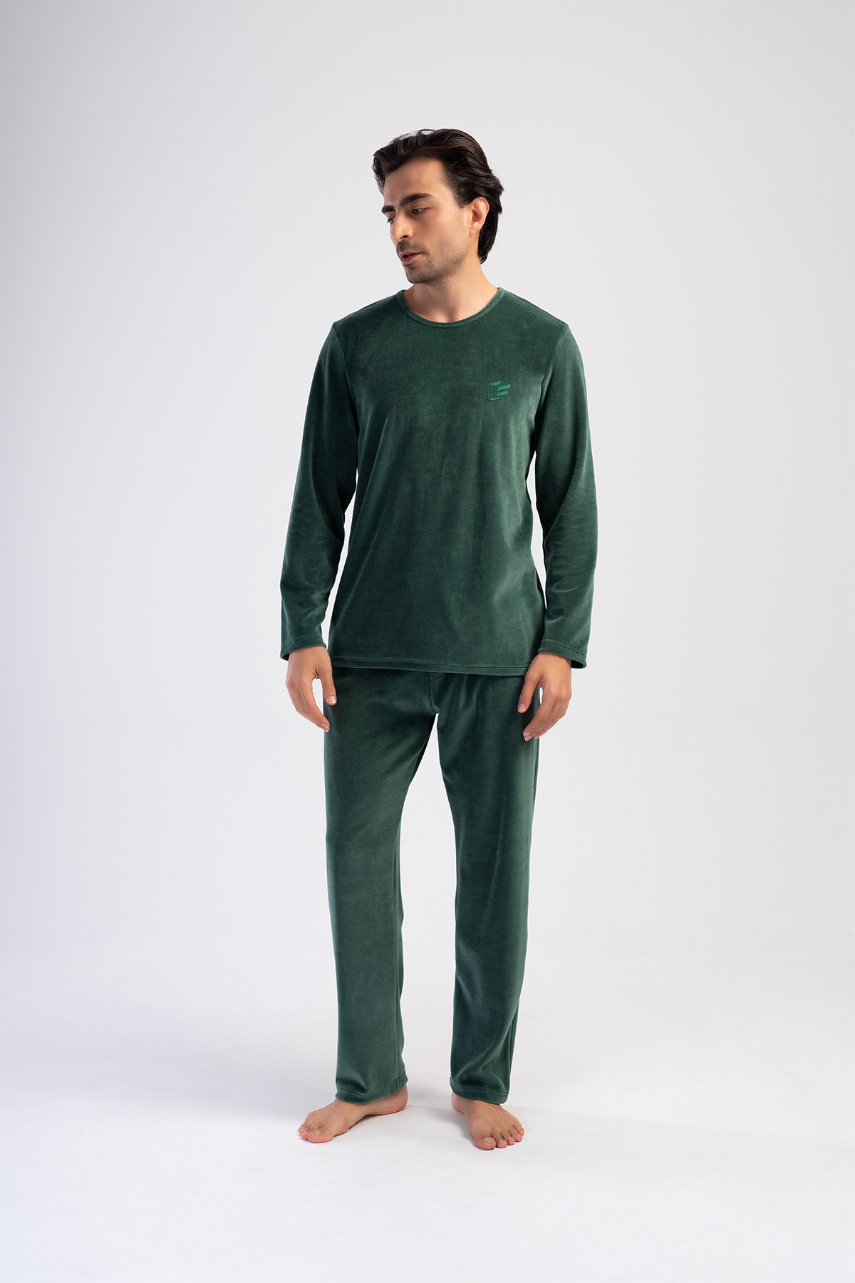 Man Velvet Silver Pıne Pyjama Set Man Velvet Silver Pıne Pyjama Set