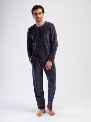 Man Velvet Fume Pocket Detail Pyjama Set Man Velvet Fume Pocket Detail Pyjama Set