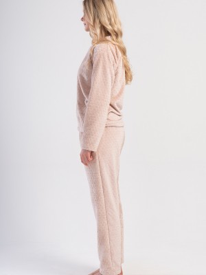 Woman Beige Ultrasoft V Neck Pyjama Set Woman Beige Ultrasoft V Neck Pyjama Set