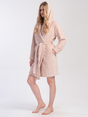 Woman Beige Ultrasoft Hoodie Dressing Gown Woman Beige Ultrasoft Hoodie Dressing Gown