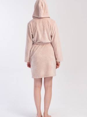 Woman Beige Ultrasoft Hoodie Dressing Gown Woman Beige Ultrasoft Hoodie Dressing Gown