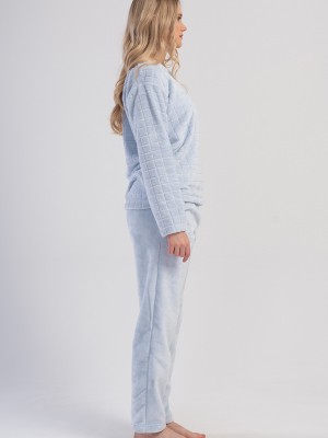 Woman Blue Ultrasoft V Neck Pyjama Set Woman Blue Ultrasoft V Neck Pyjama Set