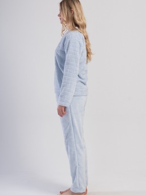Woman Blue Ultrasoft V Neck Pyjama Set Woman Blue Ultrasoft V Neck Pyjama Set
