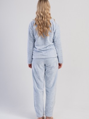 Woman Blue Ultrasoft V Neck Pyjama Set Woman Blue Ultrasoft V Neck Pyjama Set