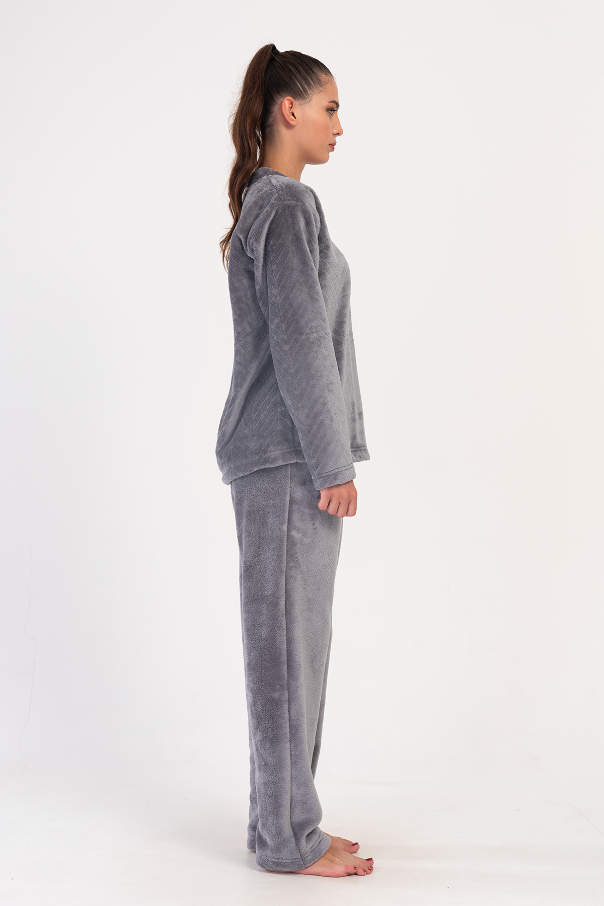 Woman Fume Ultrasoft Low Shoulder Pocket Detail Pyjama Set Woman Fume Ultrasoft Low Shoulder Pocket Detail Pyjama Set