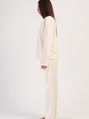 Woman Ecru Ultrasoft Pocket Detail Pyjama Set Woman Ecru Ultrasoft Pocket Detail Pyjama Set
