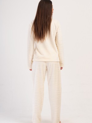 Woman Ecru Ultrasoft Pocket Detail Pyjama Set Woman Ecru Ultrasoft Pocket Detail Pyjama Set