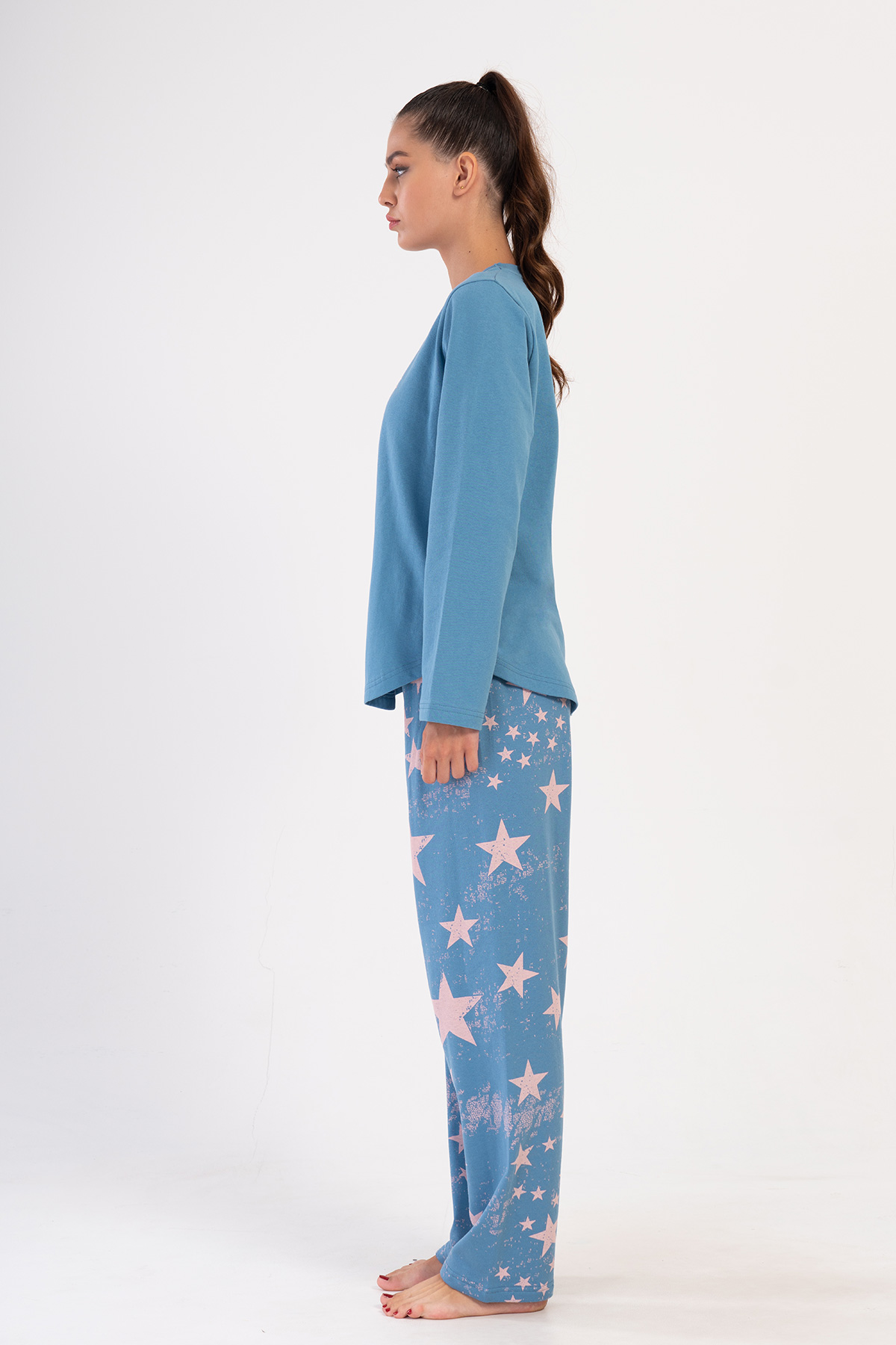 Woman Saphire Two Yarn O Neck Pyjama Set Woman Saphire Two Yarn O Neck Pyjama Set