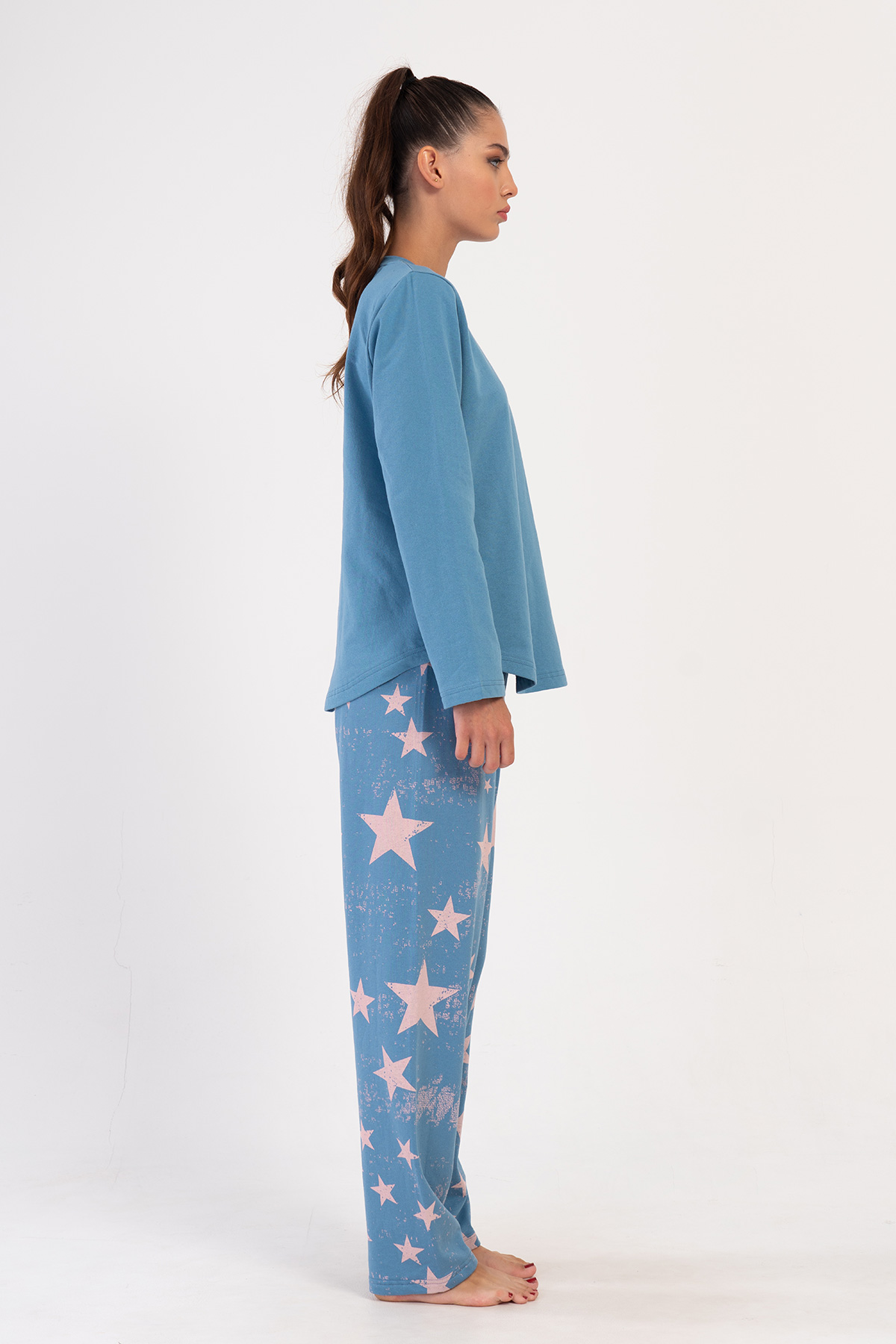 Woman Saphire Two Yarn O Neck Pyjama Set Woman Saphire Two Yarn O Neck Pyjama Set