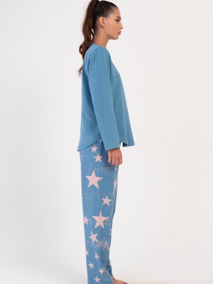 Woman Saphire Two Yarn O Neck Pyjama Set Woman Saphire Two Yarn O Neck Pyjama Set