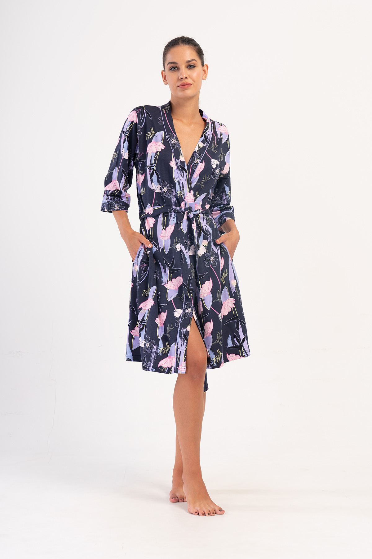 Woman Lilac Supreme Big Size Pocket Detail Dressing Gown Woman Lilac Supreme Big Size Pocket Detail Dressing Gown