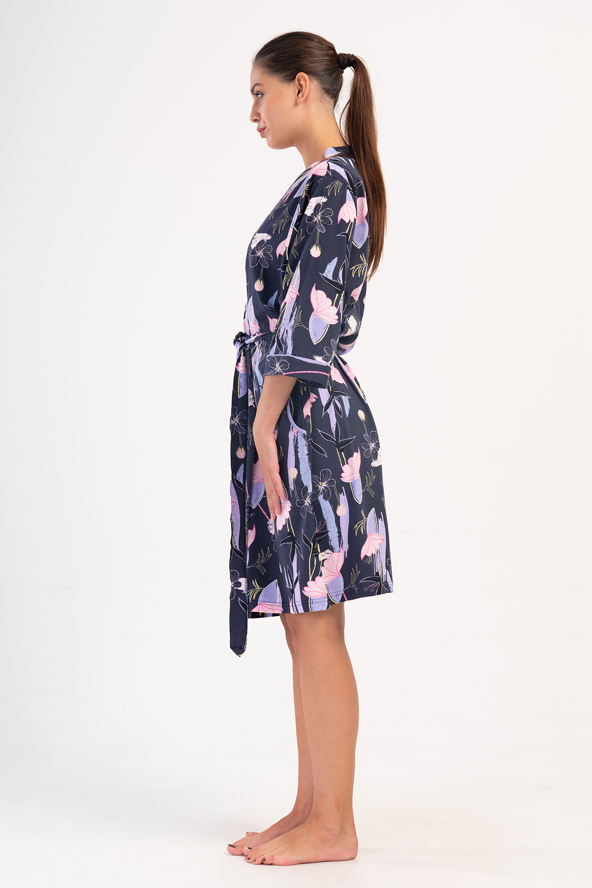 Woman Lilac Supreme Big Size Pocket Detail Dressing Gown Woman Lilac Supreme Big Size Pocket Detail Dressing Gown