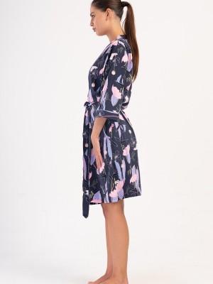 Woman Lilac Supreme Big Size Pocket Detail Dressing Gown Woman Lilac Supreme Big Size Pocket Detail Dressing Gown
