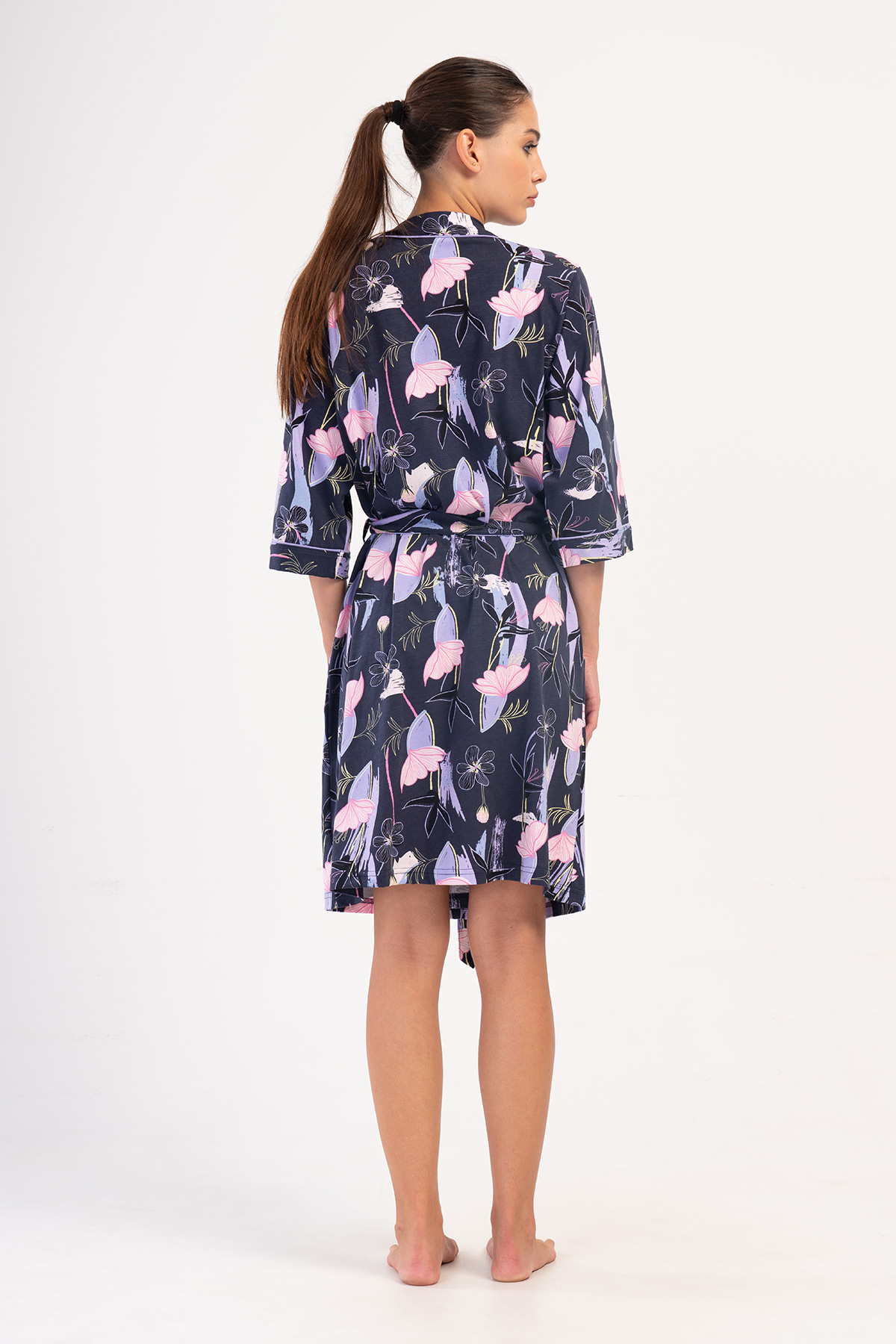 Woman Lilac Supreme Big Size Pocket Detail Dressing Gown Woman Lilac Supreme Big Size Pocket Detail Dressing Gown