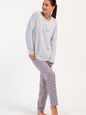 Woman Supreme Big Size Gray Butterfly Pyjama Set Woman Supreme Big Size Gray Butterfly Pyjama Set