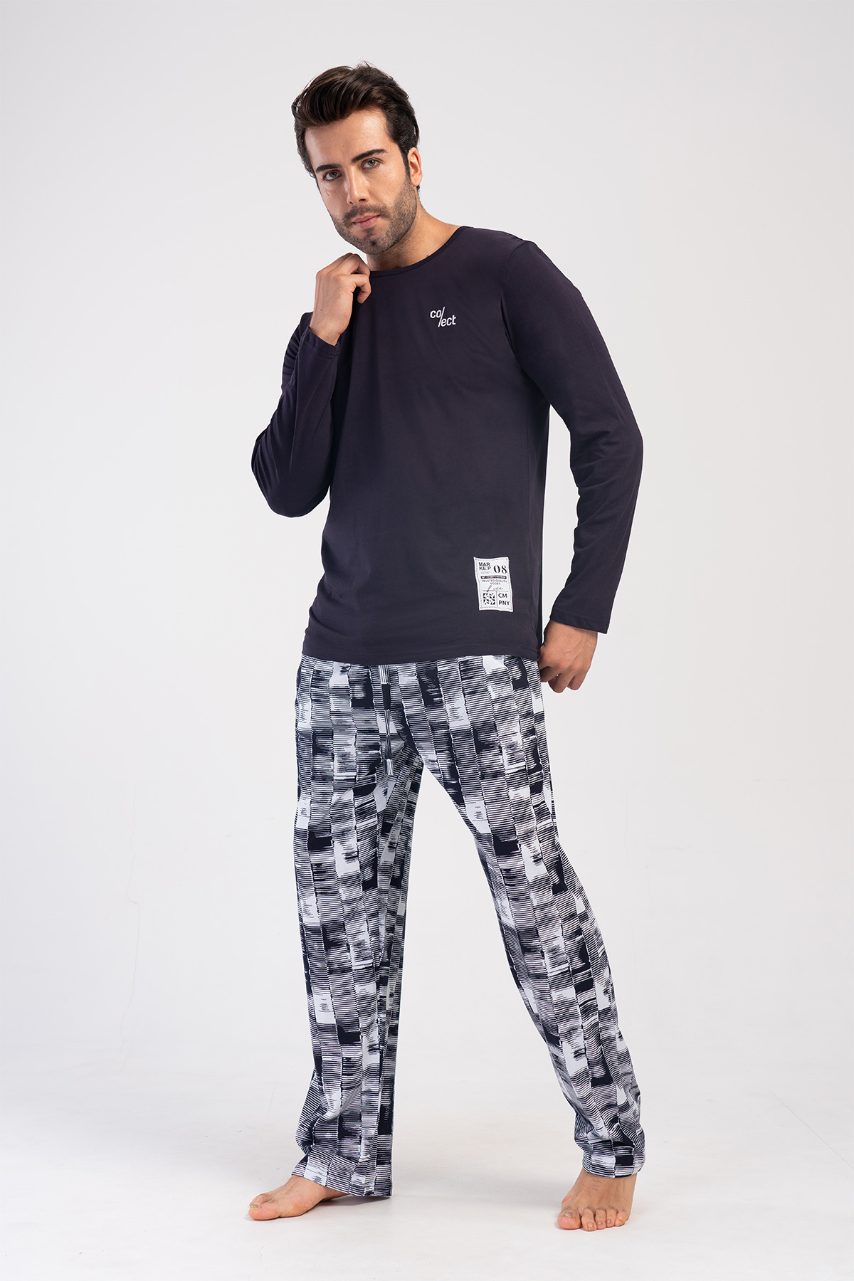 Man Navy Long Sleeve O Neck Pyjama Set Man Navy Long Sleeve O Neck Pyjama Set