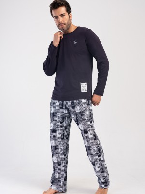 Man Navy Long Sleeve O Neck Pyjama Set Man Navy Long Sleeve O Neck Pyjama Set