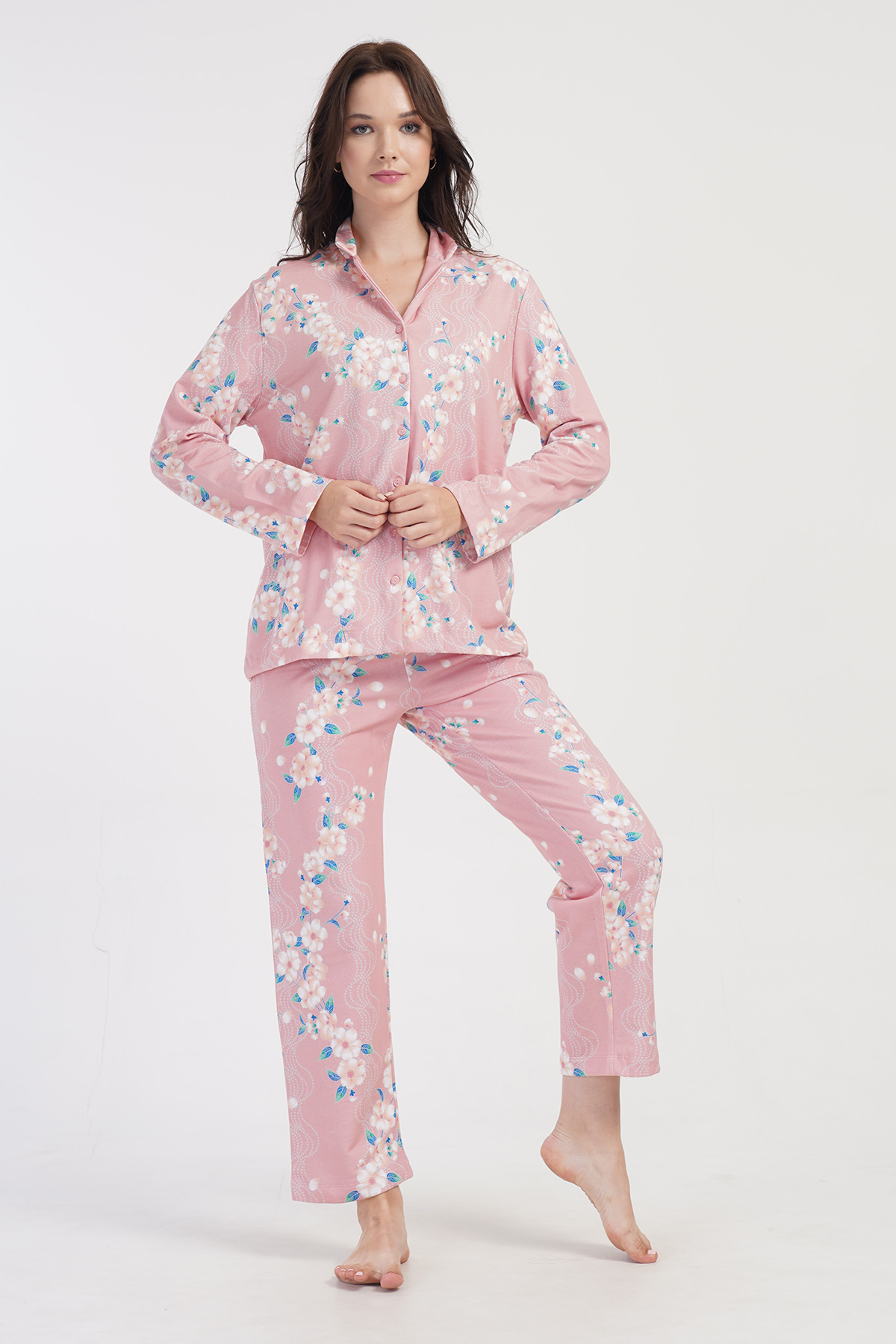 Woman Two Yarn Floya Buttoned Pyjama Set Woman Two Yarn Floya Buttoned Pyjama Set