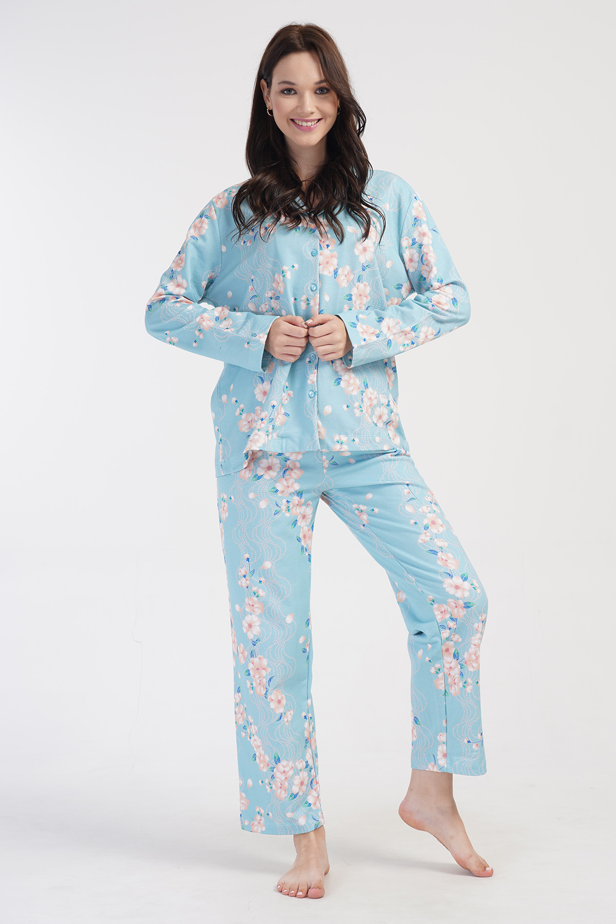 Woman Two Yarn Floya Buttoned Pyjama Set Woman Two Yarn Floya Buttoned Pyjama Set