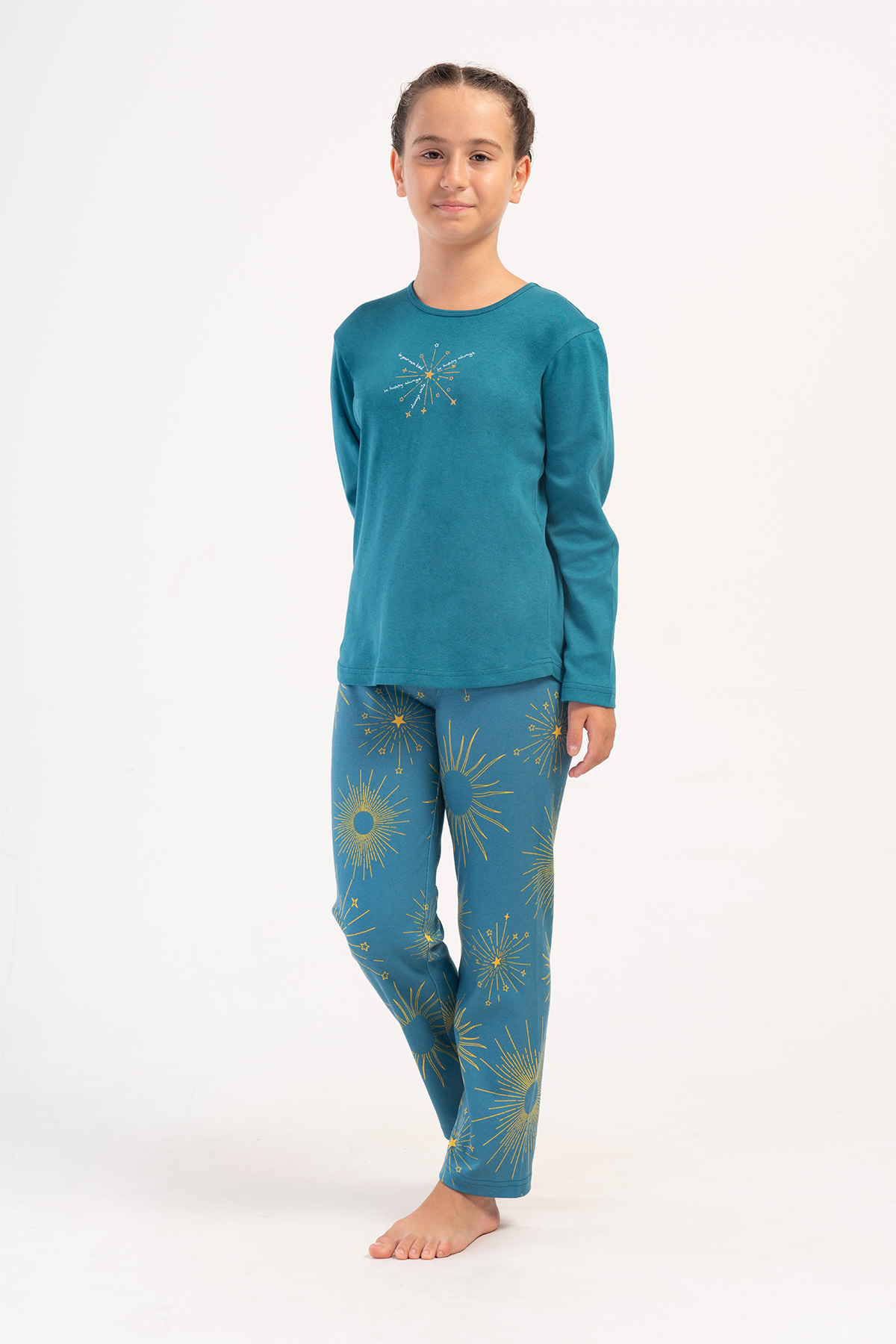 Kids' Girl Interlock Silver Pine Pyjama Set Kids' Girl Interlock Silver Pine Pyjama Set