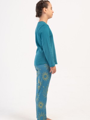 Kids' Girl Interlock Silver Pine Pyjama Set Kids' Girl Interlock Silver Pine Pyjama Set