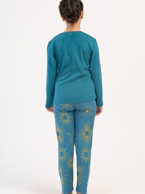 Kids' Girl Interlock Silver Pine Pyjama Set Kids' Girl Interlock Silver Pine Pyjama Set