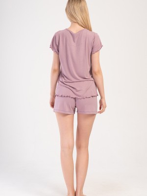 Woman Mera Viscon V Neck Short Set Woman Mera Viscon V Neck Short Set