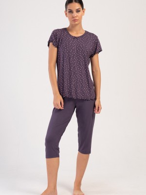 Woman Lycra Viscon Big Size Wide Collar Capri Set Woman Lycra Viscon Big Size Wide Collar Capri Set