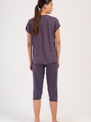 Woman Pansy Short Sleeve Capri Set Woman Pansy Short Sleeve Capri Set